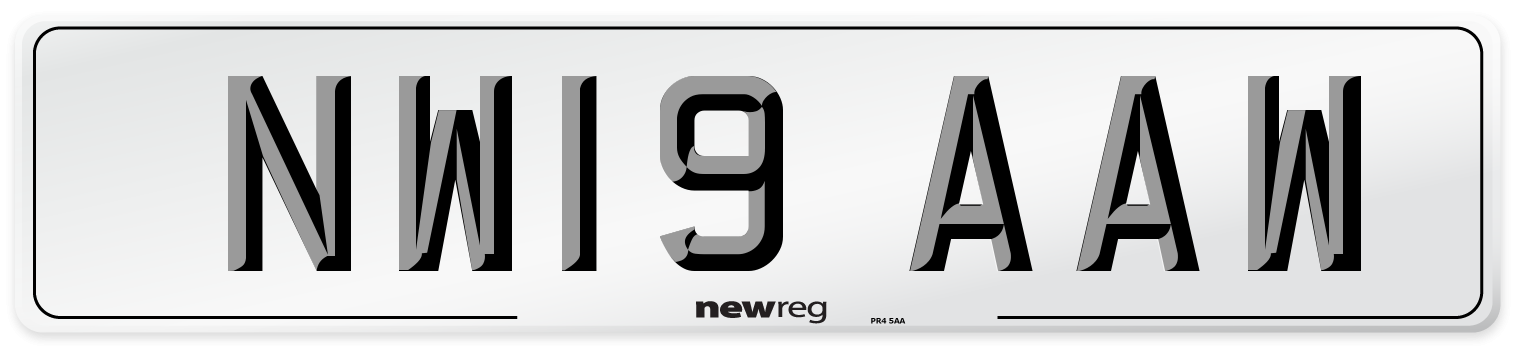NW19 AAW Number Plate from New Reg